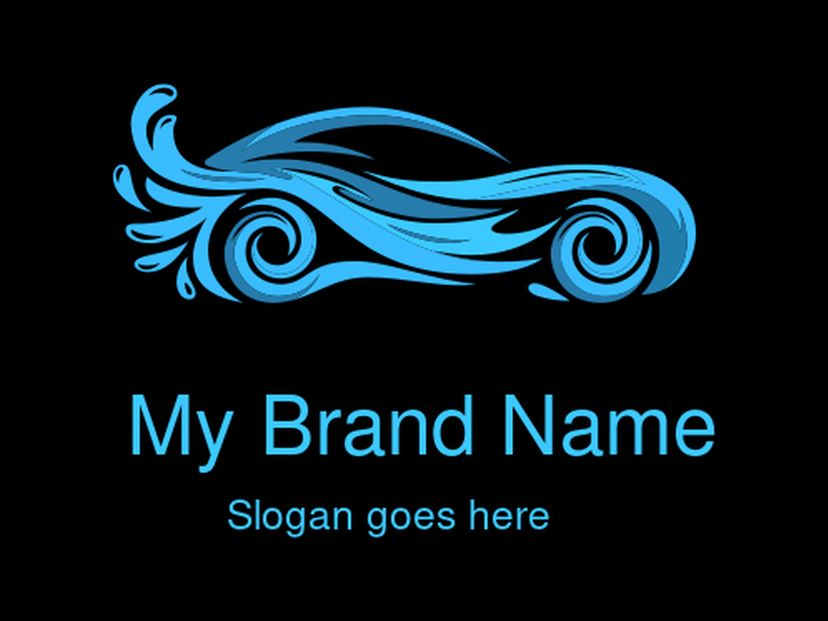 Dynamic Blue Water Car Logo Design for Auto Detailing and Eco-Friendly Vehicle Services